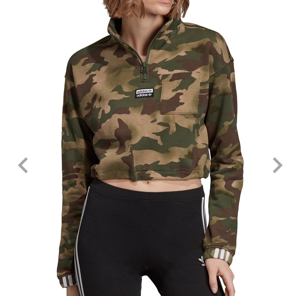 Adidas Vocal Camo Crop 1/2 Zip Pull Over
